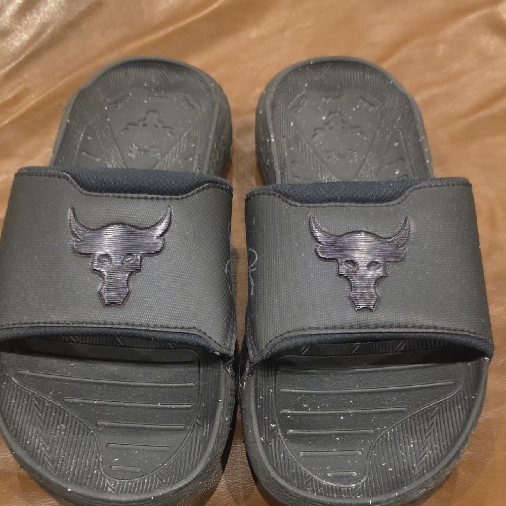 Under Armour Rock Project 3 Slide Black  Sandals Unisex Sz 10 Mens/ 11.5 Womens